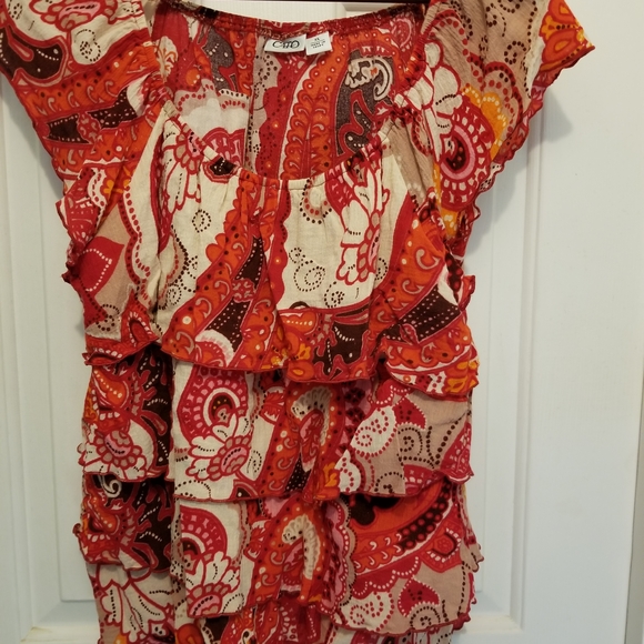 Cato Tops - Cato Women's Vibrant Red and Orange Blouse